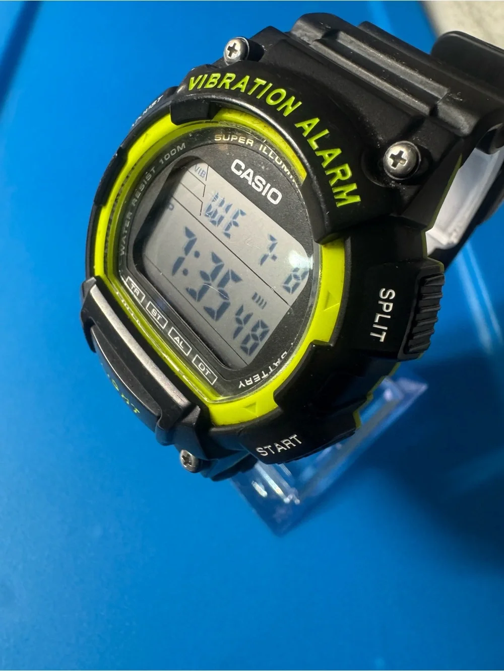 Casio Black and Neon Yellow Digital Vibration Alarm Watch